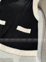 Chanel 25S Early Spring Collection 🔍 Terry Fabric Set - Black & White Color-Block Logo Pocket Vest & Maxi Skirt - Image 15