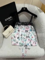 Chanel 25B Early Fall Collection 🌈 Rainbow Print Logo Lace-Trim Series - Camisole/Shorts/Shirt/Lounge Pants (with Silk) - Image 19
