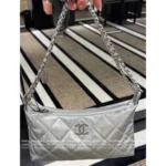 Chanel In Stock — New White 🤍 2025A Hobo Shoulder Bag / Dumpling Bag, Imported Genuine Leather, Multiple Carrying Styles - Image 18
