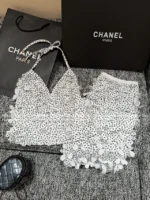 Chanel 2025M CoCo Beach Resort Collection 🖤 Floral Petal Sleeveless Top & Skirt Set - Image 29