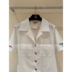 Chanel Vintage Retro Collection 🌈 Rainbow Letter Logo Shirt - Beaded Embroidery & Heart Button Detail - Image 16