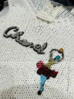 Chanel 2025 Vintage Inspired Collection 🤍 Crochet Knit Vest - Round Neck Embroidered Crystal Letter Logo - Image 17