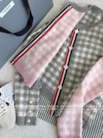 THOM BROWNE 2025SS Spring/Summer Collection 👧 Grey-Pink Plaid Knit Set - Round Neck Vest/Cardigan - Image 11