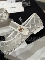 Chanel 25M Coco Beach Collection 🔎 Mesh Embroidered Quilted Mary Janes - Round Toe & Lambskin Lining for Comfort - Image 21