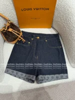 Louis Vuitton 25SS Spring/Summer Collection 🆕 Heavy Enzyme Wash Denim Set - Four-Leaf Clover Print Logo Shirt & High-Waist Shorts - Image 21