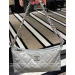 Chanel In Stock — New White 🤍 2025A Hobo Shoulder Bag / Dumpling Bag, Imported Genuine Leather, Multiple Carrying Styles - Image 17