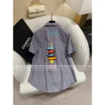 Chanel Vintage Retro Collection 🌈 Rainbow Letter Logo Shirt - Beaded Embroidery & Heart Button Detail - Image 15