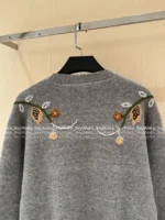 BRUNELLO CUCINELLI 2025SS Fall/Winter Collection 🩶 Artisan Floral Jacquard Cardigan - Niche Design Grey Cashmere Blend Knit - Image 14