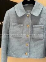Chanel 2025B Fall/Winter Collection 🩵 Notch Collar Tweed Blazer - Cropped Woven Jacket with Patch Pockets - Image 9
