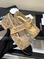 Chanel 25M Coco Beach Collection 🔎 Mesh Embroidered Quilted Mary Janes - Round Toe & Lambskin Lining for Comfort - Image 20