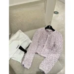 Chanel Dust Bag Packaging 🎀 2025SS Spring/Summer Collection - Crystal Button Cropped Jacket with Imported Yarn & Silk Printed Lining - Image 9