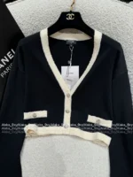 Chanel 2025A Spring/Summer Collection 🖤 Classic Black & White Contrast - 100% Imported Wool Knit Series (Short Sleeve/Dress/Cardigan/Full Collection) - Image 35