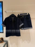 Louis Vuitton 25SS Spring/Summer Collection 🆕 Heavy Enzyme Wash Denim Set - Four-Leaf Clover Print Logo Shirt & High-Waist Shorts - Image 20
