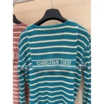 Dior 2025 Spring/Summer Collection 💙 Nautical Tie-Front Knit Top - Striped Notch Collar w/ Jacquard Logo & Silk-Blend - Image 23