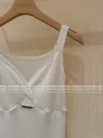 miumiu 2025SS Spring/Summer Collection 🤍 Ribbed Knit Camisole - Low Neck Crochet Strap & Letter Logo - Image 23