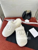 Chanel 2025 Fall/Winter Collection 🦙 Plush Big Logo Slippers - Extra-Thick Wool & Chunky Platform Sole - Image 23