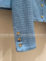 Chanel 2025B Fall/Winter Collection 🩵 Notch Collar Tweed Blazer - Cropped Woven Jacket with Patch Pockets - Image 8