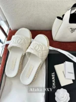 Chanel 2025SS Spring/Summer Collection 🖤 Embroidered Logo Platform Slides - Quilted Block Heel & Genuine Lambskin - Image 17