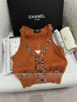Chanel 25A Haute Atelier Collection ❕ Strap Detail Camisole - Sequined Embroidered Logo & Lace Trim Wool Vest - Image 13