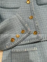 Chanel 2025B Fall/Winter Collection 🩵 Notch Collar Tweed Blazer - Cropped Woven Jacket with Patch Pockets - Image 7