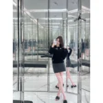 Chanel 25A Haute Atelier Collection 🔎 Heavy Crystal Embroidered Sweater - Black Cashmere Round Neck Pullover w/ Floral Motif - Image 13