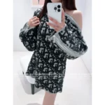 Dior 2025 Fall/Winter Collection 🆕 Jiangzhehu "Rich Girl" Private Style - Heavy 3D Embossed Zip-Up Off-Shoulder Sweater - Image 10
