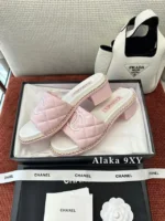 Chanel 2025SS Spring/Summer Collection 🖤 Embroidered Logo Platform Slides - Quilted Block Heel & Genuine Lambskin - Image 16