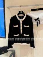 Chanel 2025A Spring/Summer Collection 🖤 Classic Black & White Contrast - 100% Imported Wool Knit Series (Short Sleeve/Dress/Cardigan/Full Collection) - Image 33