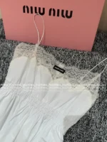 miumiu 25SS Spring/Summer Collection 🌸 "Pure Desire" Lace Trim Slip Dress - French-Inspired for Resort Elegance - Image 17