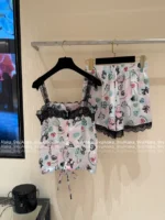Chanel 25B Early Fall Collection 🌈 Rainbow Print Logo Lace-Trim Series - Camisole/Shorts/Shirt/Lounge Pants (with Silk) - Image 15