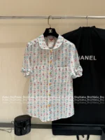 Chanel Vintage Floral Print Set 🌷 Pussy-Bow Blouse & Embroidered Shorts - Notch Collar w/ Letter Logo - Image 17