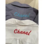 Chanel Vintage Retro Collection 🌈 Rainbow Letter Logo Shirt - Beaded Embroidery & Heart Button Detail - Image 12
