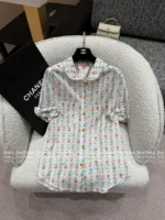 Chanel Vintage Floral Print Set 🌷 Pussy-Bow Blouse & Embroidered Shorts - Notch Collar w/ Letter Logo - Image 16