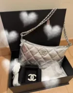 Chanel In Stock — New White 🤍 2025A Hobo Shoulder Bag / Dumpling Bag, Imported Genuine Leather, Multiple Carrying Styles - Image 13