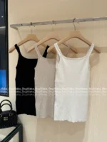 miumiu 2025SS Spring/Summer Collection 🤍 Ribbed Knit Camisole - Low Neck Crochet Strap & Letter Logo - Image 20