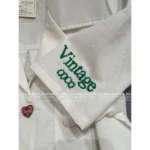 Chanel Vintage Retro Collection 🌈 Rainbow Letter Logo Shirt - Beaded Embroidery & Heart Button Detail - Image 11