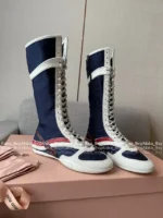miumiu 2025 Spring/Summer Collection 🥊 Jang Wonyoung Inspired Boxing Boots - Gymnasium Tech Fabric & Suede Leather - Image 29