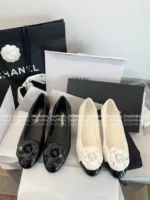 Chanel 2025S New Collection 🌺 Leather Camellia Flats - 3D Floral Logo & Round-Toe Ballet Shoes - Image 28
