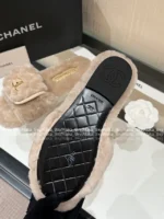 Chanel 25B Fall/Winter Collection 🐑 Backpack Buckle Slides - Shearling Loafers with Metal Logo - Image 25