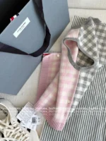 THOM BROWNE 2025SS Spring/Summer Collection 👧 Grey-Pink Plaid Knit Set - Round Neck Vest/Cardigan - Image 26