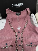 Chanel 25A Haute Atelier Collection ❕ Strap Detail Camisole - Sequined Embroidered Logo & Lace Trim Wool Vest - Image 34