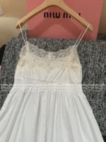 miumiu 25SS Spring/Summer Collection 🌸 "Pure Desire" Lace Trim Slip Dress - French-Inspired for Resort Elegance - Image 15