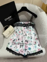 Chanel 25B Early Fall Collection 🌈 Rainbow Print Logo Lace-Trim Series - Camisole/Shorts/Shirt/Lounge Pants (with Silk) - Image 2