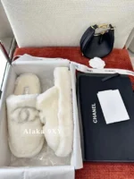 Chanel 2025 Fall/Winter Collection 🦙 Plush Big Logo Slippers - Extra-Thick Wool & Chunky Platform Sole - Image 19