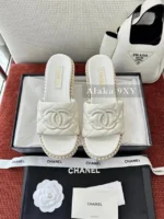 Chanel 2025SS Spring/Summer Collection 🖤 Embroidered Logo Platform Slides - Quilted Block Heel & Genuine Lambskin - Image 39