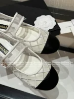Chanel 25M Coco Beach Collection 🔎 Mesh Embroidered Quilted Mary Janes - Round Toe & Lambskin Lining for Comfort - Image 28