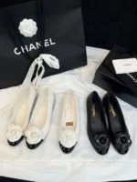 Chanel 2025S New Collection 🌺 Leather Camellia Flats - 3D Floral Logo & Round-Toe Ballet Shoes - Image 26
