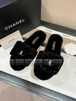 Chanel 25B Fall/Winter Collection 🐑 Backpack Buckle Slides - Shearling Loafers with Metal Logo - Image 23