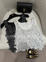 Chanel 2025M CoCo Beach Resort Collection 🖤 Floral Petal Sleeveless Top & Skirt Set - Image 21