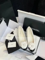 Chanel 2025S New Collection 🌺 Leather Camellia Flats - 3D Floral Logo & Round-Toe Ballet Shoes - Image 25